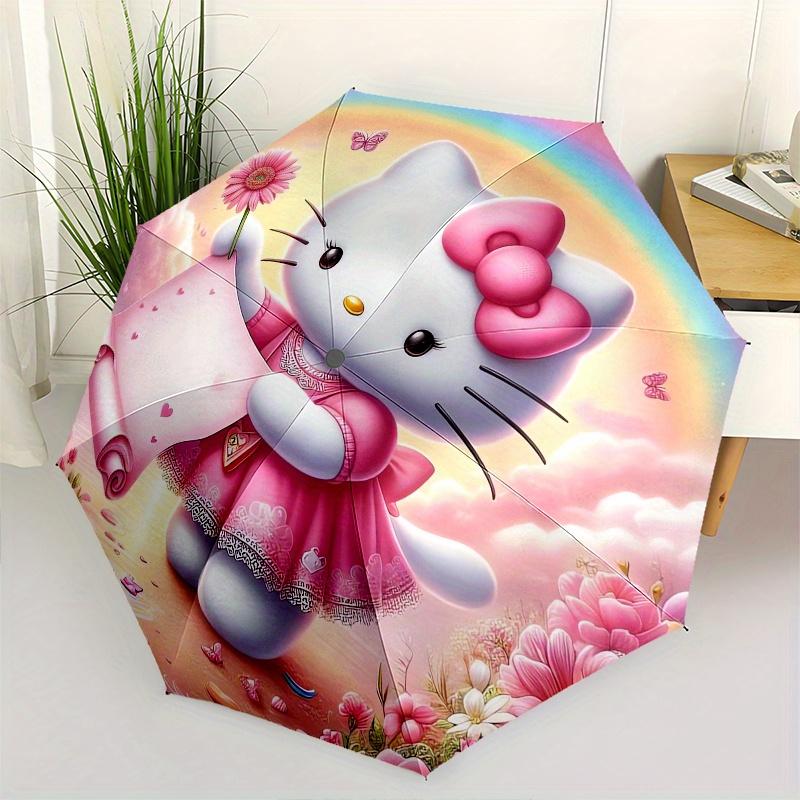 

Hello Kitty,Fantasy Scene Automatic Folding Umbrella-Simple 8-Rib Design, Bright Cartoon Pattern, Durable Iron Frame, Suitable For Travel, O