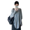 2026 A/W Loose Gray Irregular Knit Sweater Skirt Set