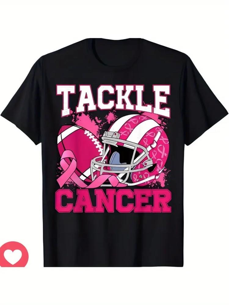 

Tackle Breast Cancer Football Pink Breast Cancer Awareness T-Shirt 2XL