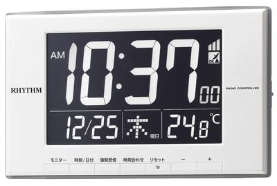 Alarm Clock Radio Clock Thermometer Calendar LED Light Type White 8RZ209SR03 12x19.4x2.1cm