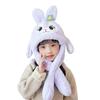 Children's hats, ears move, cartoon rabbit scarves, all-in-one hats, boys and girls, winter ear protectors, pullovers.