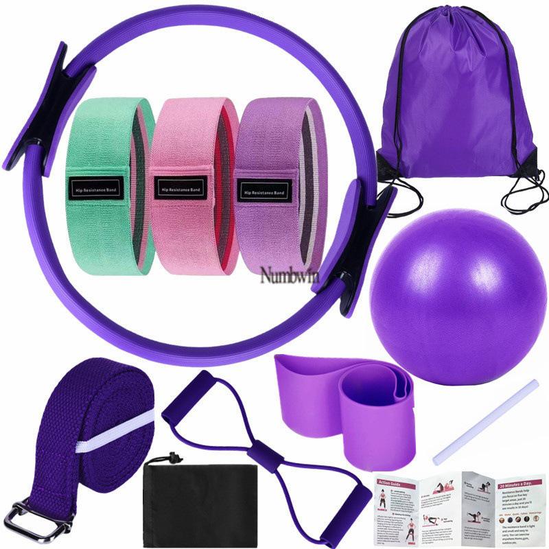 Conjunto de Pilates para el Hogar para Mujer Numbwin: Anillo de Pilates, Pelota de Yoga y Bandas de Resistencia