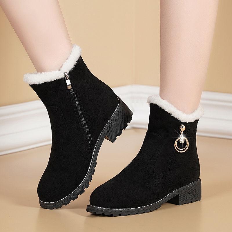 

Newestwomen Boots Winter Outdoor Keep Warm Fur Boots Waterproof Women S Snow Boots Thick Heel With Round Head Short Boot