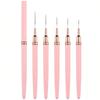 5Pcs Pink Nail Art Brushes Superfine Brush French Manicure Stripe Nail Art Painting Brush Set, UV Gel Nail Liner Brushes Kit And Drawing Liner Brush