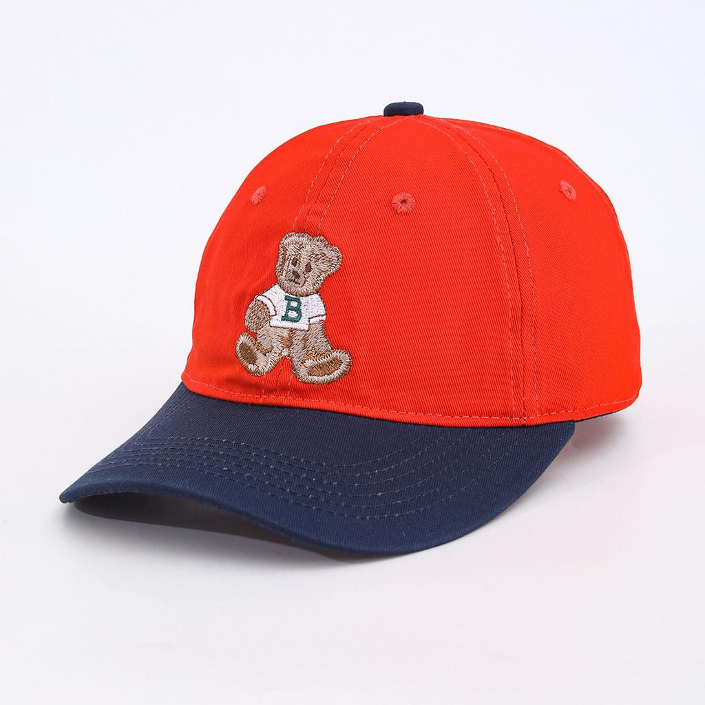 Retro Color Matching Bear Embroidery Sun Protection Cap Baseball Cap Sun Hat Outdoor Hat Trend Male And Female Couples
