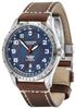 AIRBOSS Stainless Steel Case Blue Brown Leather Gift Item 241887 Watch, (316L), Dial, Strap,