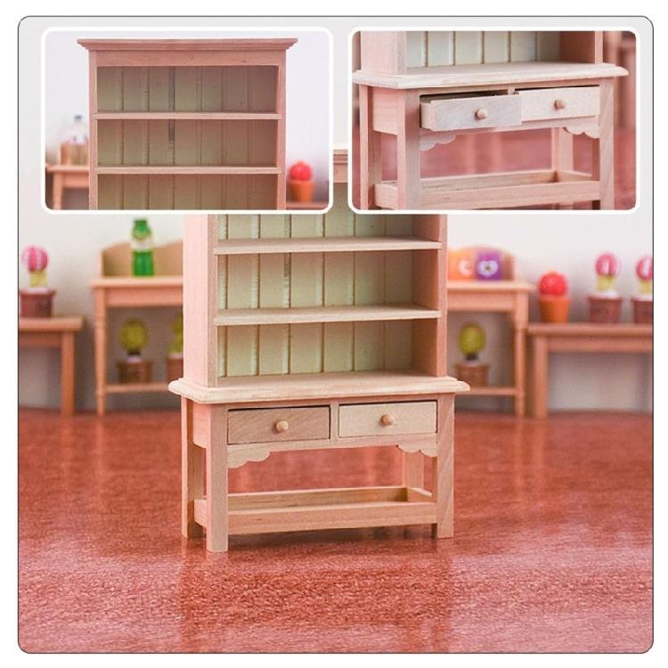Realistic Bookcase 1/12 Doll House Furniture Unpainted Storage Shelf Model For Kids Pretend Play Scene Display Decoration