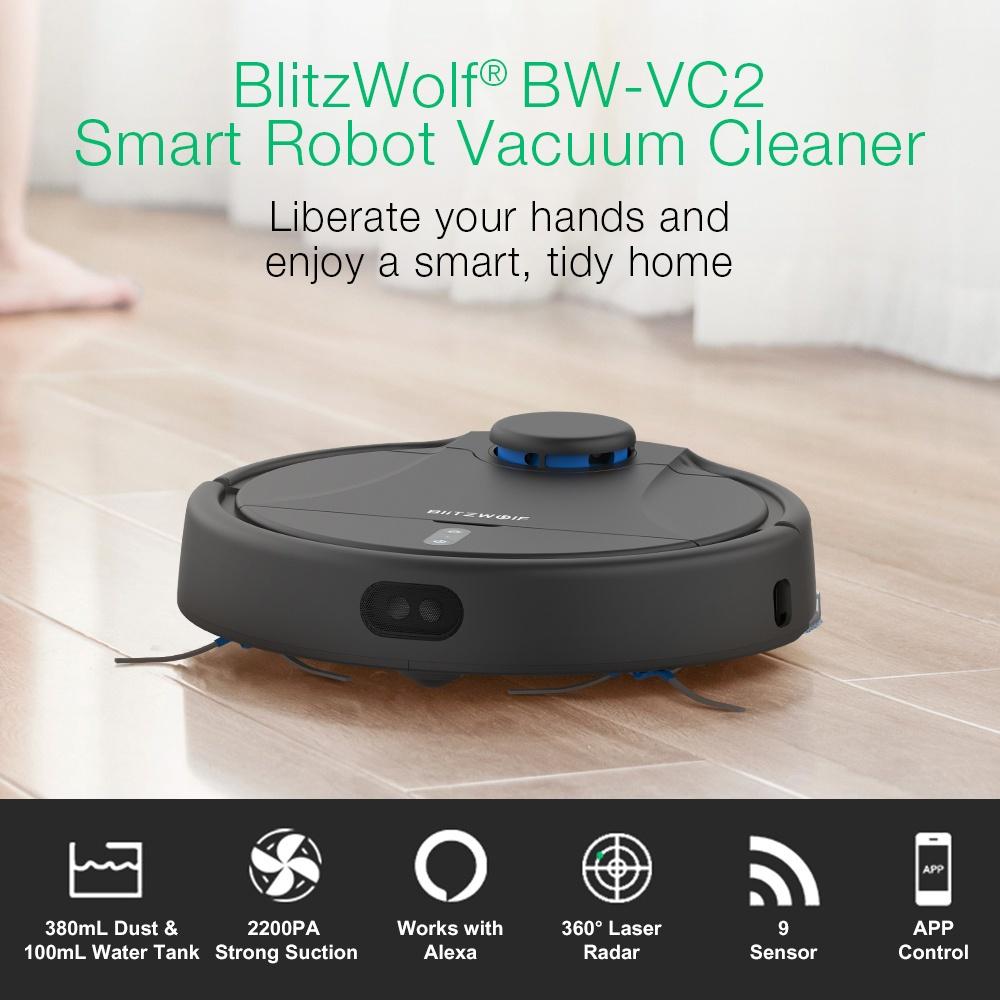 Buy 2200Pa Suction BlitzWolf BWVC2 Robot Vacuum Cleaner Smart Planned
