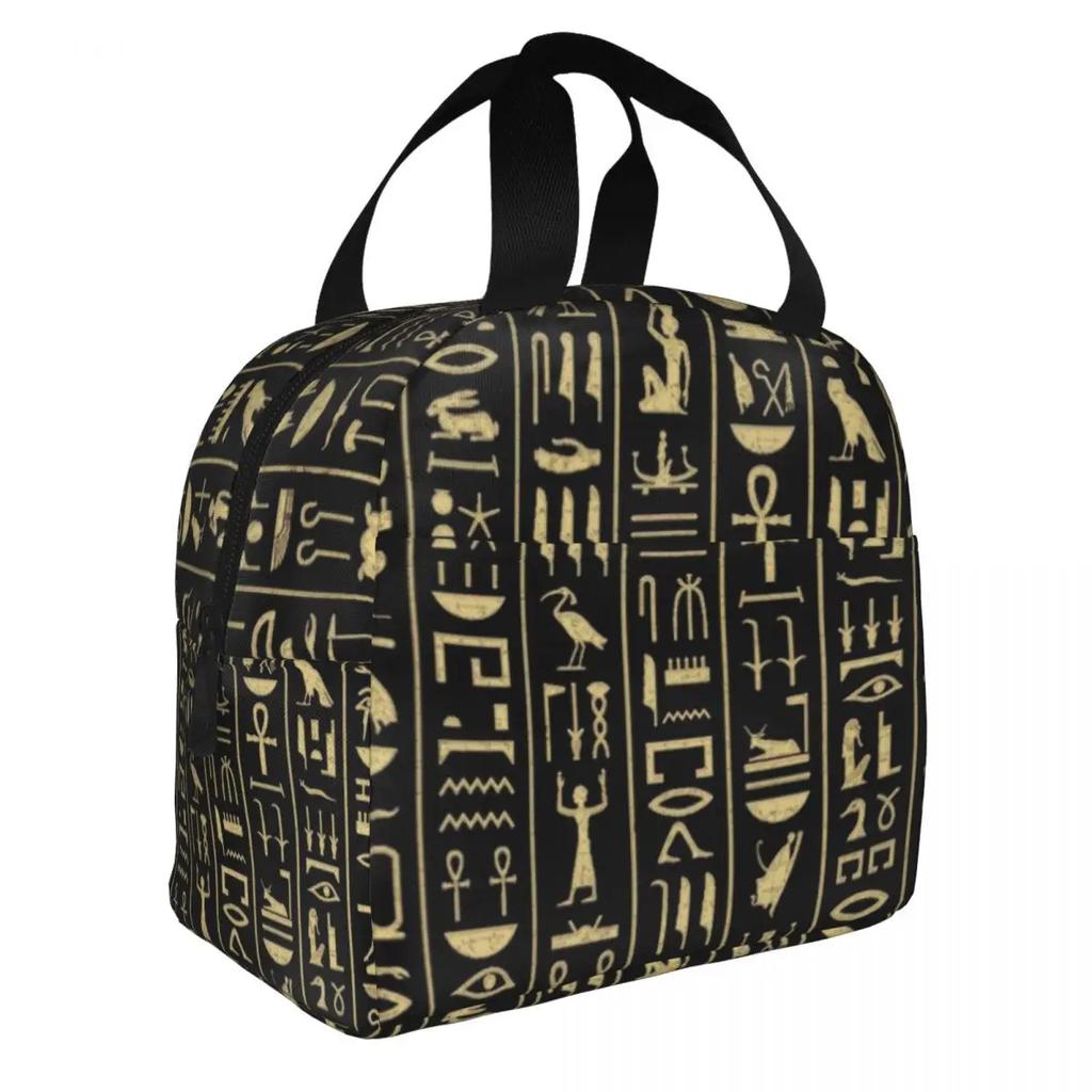 Custom Gold Hieroglyphics Lunch Bag Men Women Warm Cooler Insulated Lunch Box for Children School