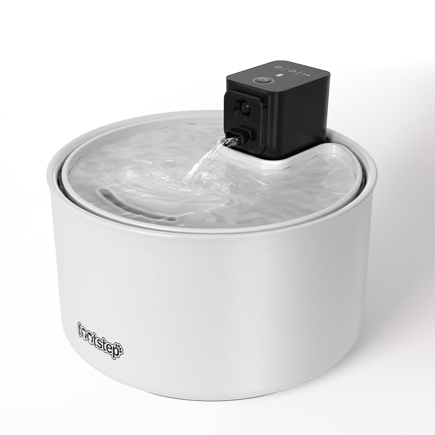 

Footstep Automatic Pet Water Dispenser for Cats and Wireless Large 4000mAh Circulating Water Energy Quiet 3 Watering Activated Carbon Power Easy белый