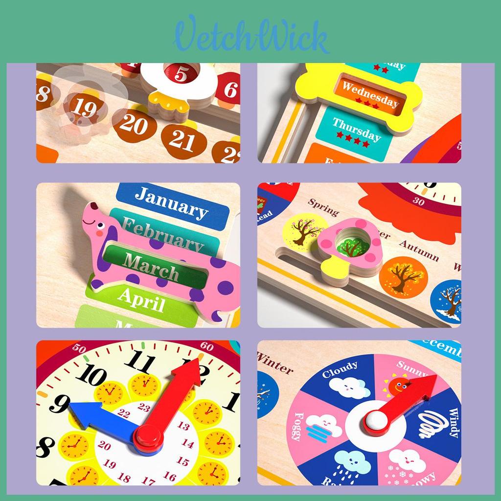 Preschool Wooden Calendar And Timeteaching Puzzle Board For Kids Development