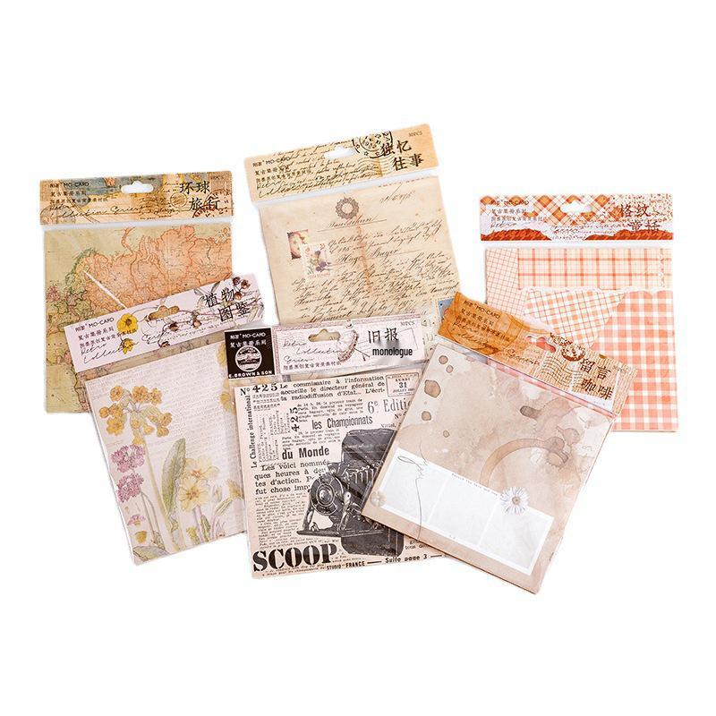 Momo Retro Album Series: English Background Paper for Journals - 30 Sheets