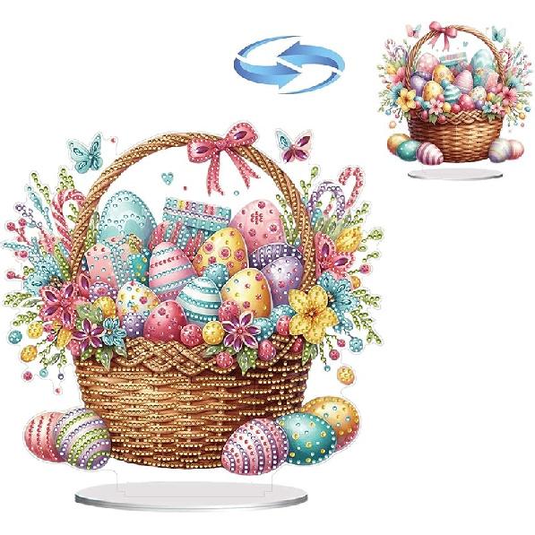BAYUNOE DIY Diamond Art Painting Desktop Ornament Easter Handmade Double-Sided Pattern Diamond Art Decorated Tabletop Ornaments Single Sided Diamond