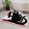 Cozy Soft Bedroom Accent Mat Halloween Pumpkin Bath Mat, Bathroom Rug with Non-slip Backing, Non-shedding Flocking Absorbent Black Cat for Home