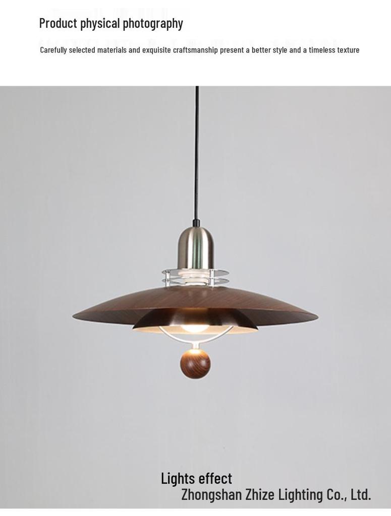 New Chinese Style Minimalist Wood Grain Chandelier for Dining, Bedside, or Bar