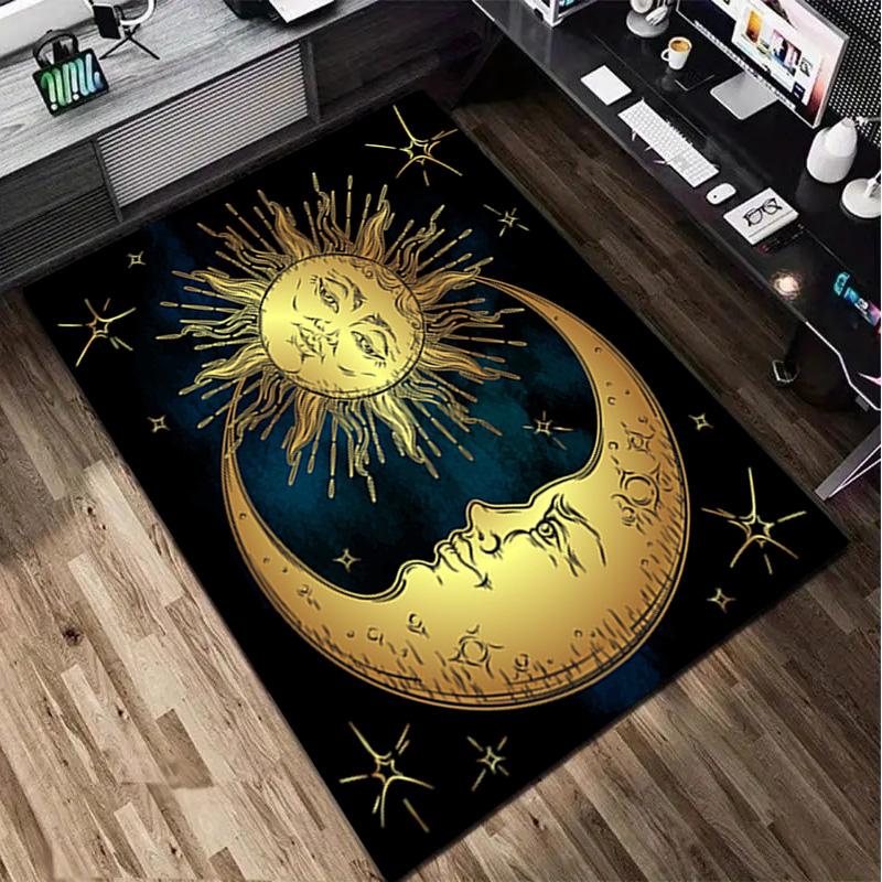 1Pc Sun and Moon Print Rug - Home Decoration Carpet For Living Room Bedroom Flooring Computer Chair Area Rug