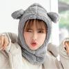 Cute Winter Warm Hedging Cap Cartoon Plush Hat Scarf Casual Bear Ear Hat Scarf  Autumn