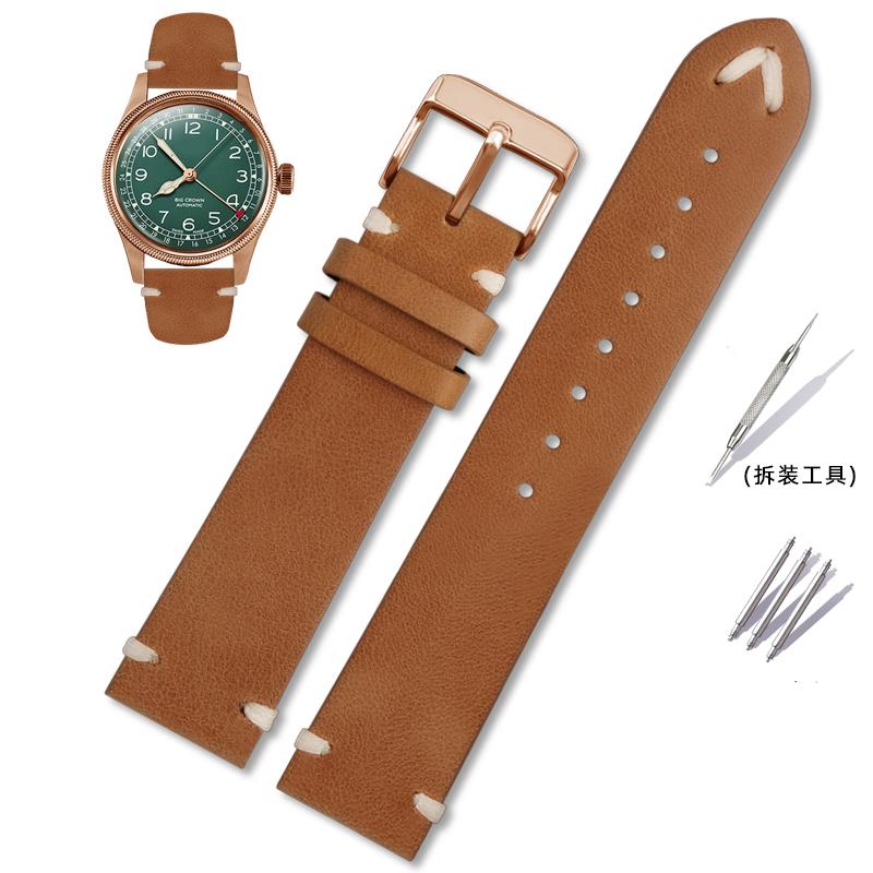 For Oris 65 Genuine Leather Strap Diving Belt Series Copper Ring Bronze Large Crown Tudor Vintage Watch Chain 18mm 20mm 22mm