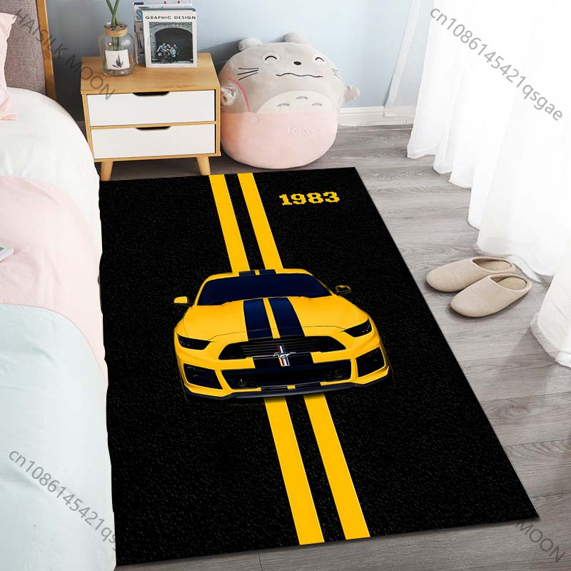 

1PC Yellow Car Black Stripes Carpet for Living Room Bedroom Sofa Home Decor Rus Non-slip Floor Mat Luxury Gift Multiple Sizes 40cm x 60cm