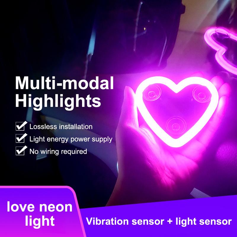 Universal Solar LED Heart Car Light 1Pc Neon Window Decoration Perfect Gift