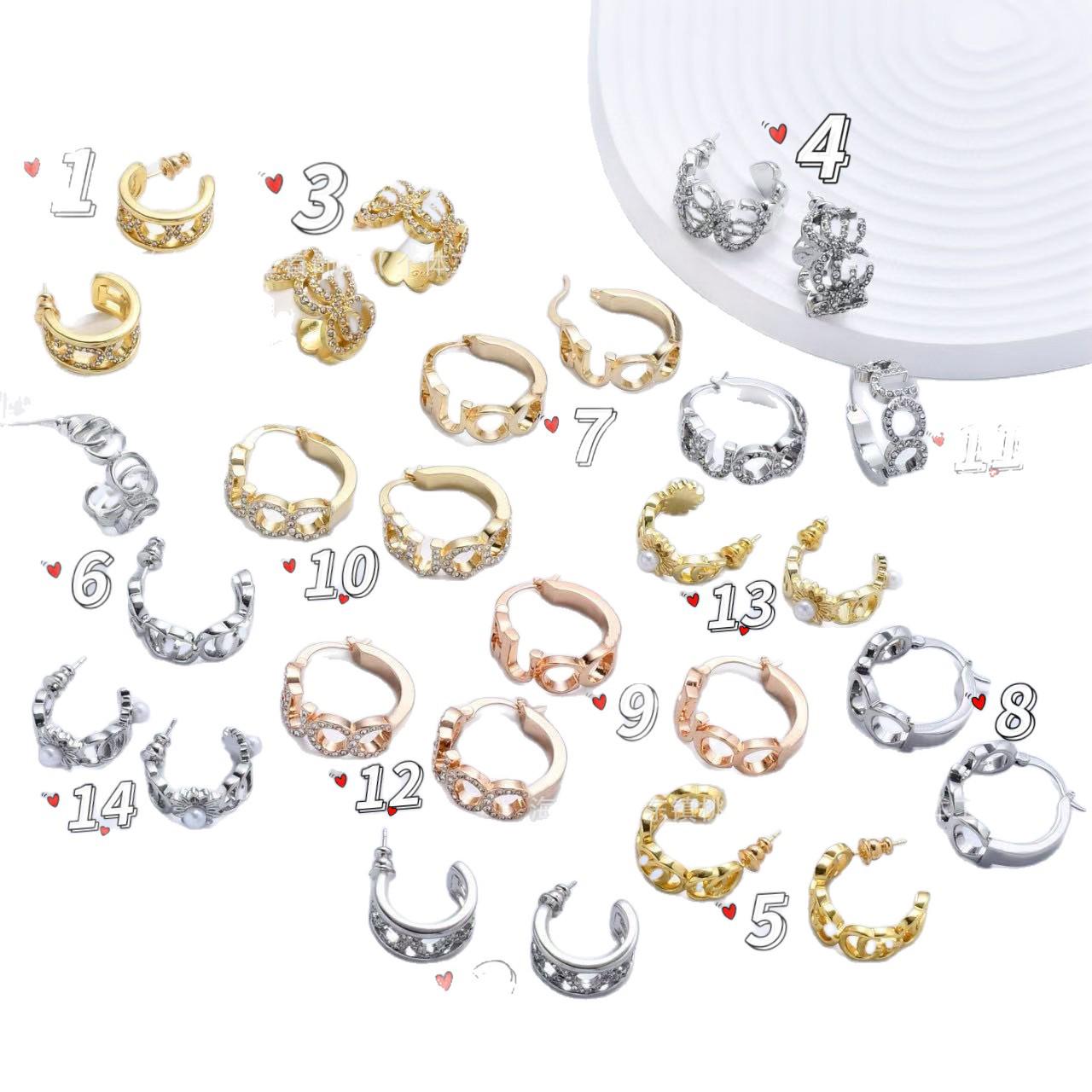 

2025 New G Classic Double G Letter Vintage Women’s Brass Stud Earrings Packaging Only