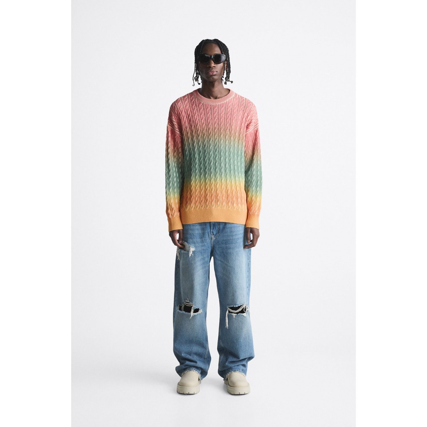 

CABLE-KNIT PRINT SWEATER