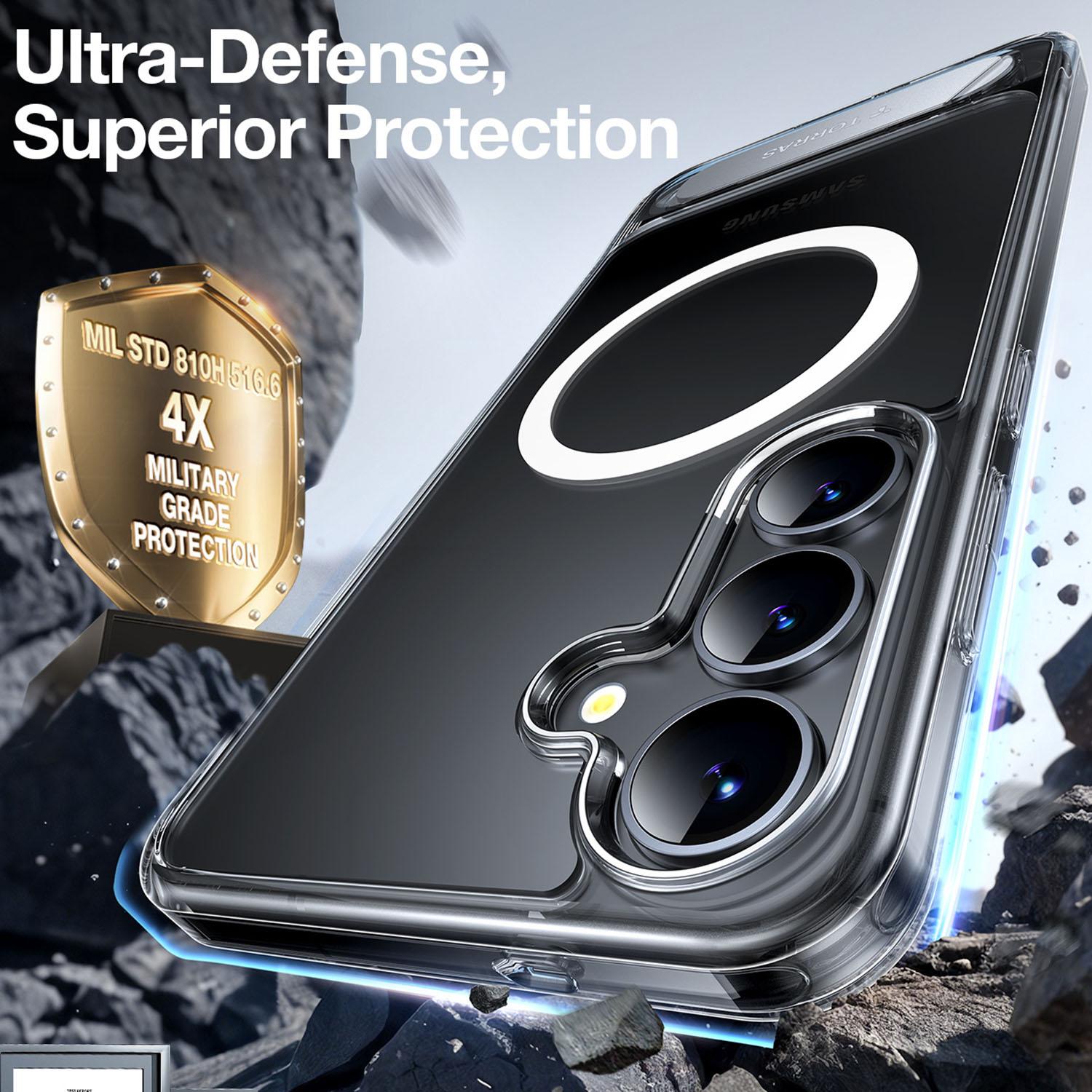 

For Samsung Galaxy S25 Case Kickstand TPU+PC Phone Cover Compatible with MagSafe Transparent