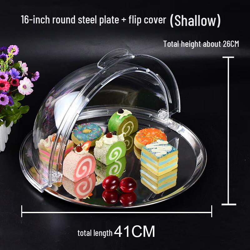 Stainless Steel Round Buffet Serving Tray with Flip Lid