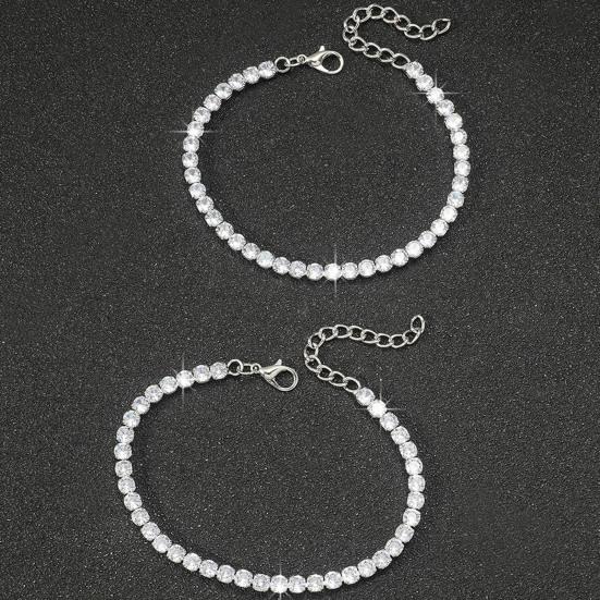 1/2Pcs Women Bracelet, Cubic Zirconia Inlaid Bracelet with Claw-Setting Technology, Adjustable Chain Wristband for Jewelry Gift