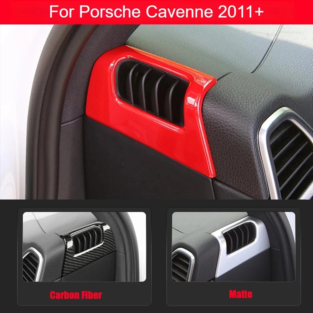 Carbon Fiber Style Front Air Vent Trim Cover for Porsche Cayenne 2018-2022 ABS Interior Moulding