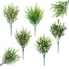2PCS Artificial Fern Plants Plastic Green Leaves Fake Greenery Bouquet for Wedding Home Table Decor Hotel Office Ornament