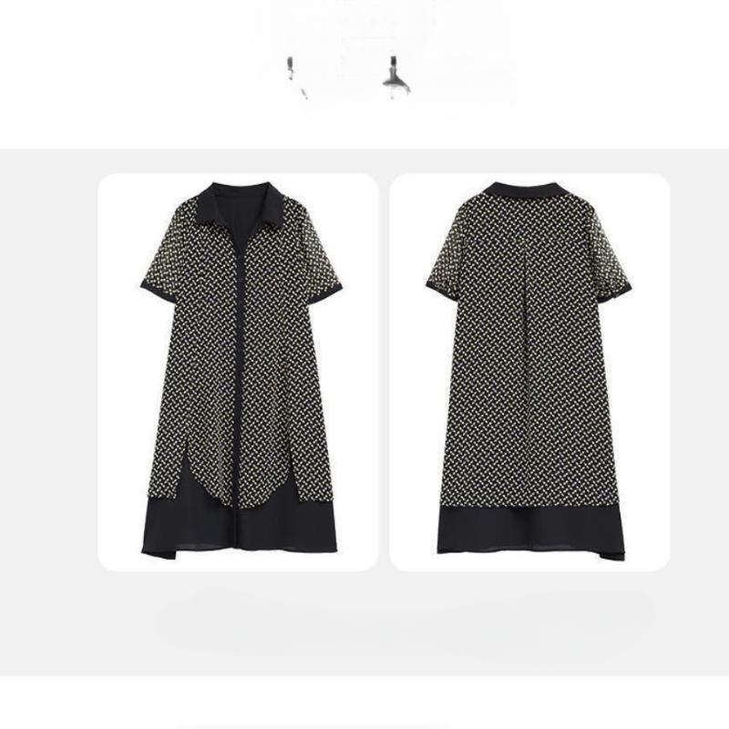 Letnia luźna sukienka w stylu boho z dekoltem w serek i długim nadrukiem dla kobiet