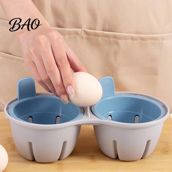 Double Egg Poacher Dual Cavity Microwave with Lid, Heat Resistant Plastic Steamer Hole Steamer, Compact Cooker Quick Breakfast Tool Safe Cookware