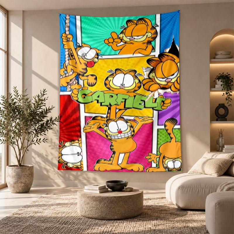 Decorative Tapestry,Garfield Cartoon Printed Wall Art, Lightweight Wall Hanging For Bedroom Background