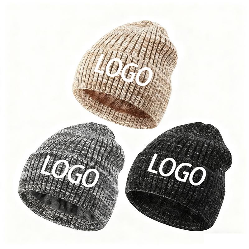 Custom Logo Camouflage Winter Beanie Hats for Unisex Head Warmer Warm Fleece Lined Knit Skull Cap