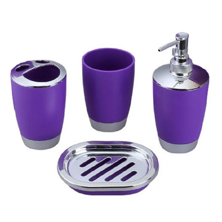 4PCS Complete Bathroom Accessories Storage Set Plastic Container For Soap Toothbrush Cup Soap Dispenser