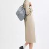 Coach Faye 28 Brand Logo Drawstring Closure Smooth Leather Tote Shoulder Bag Large Women Handbags Gray Blue CV947-QBN19