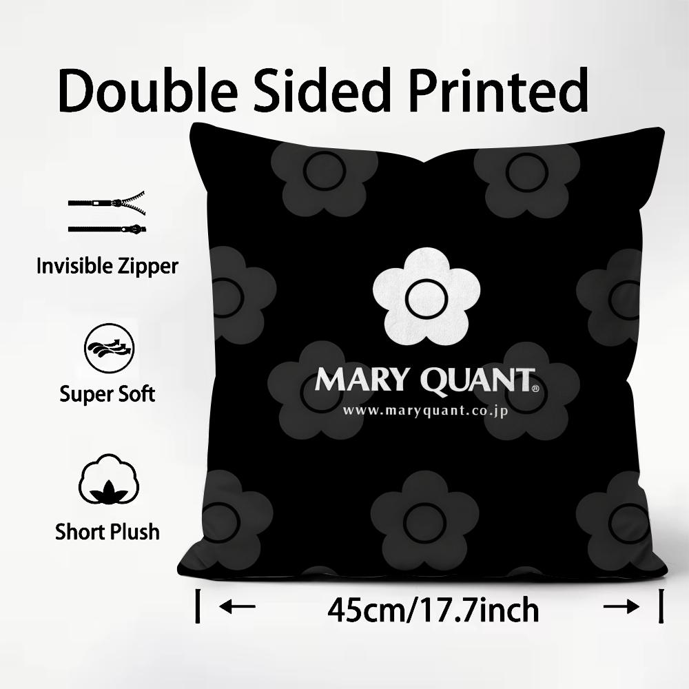 MMary QQuant Brand Cushion Cover Plush Fabric Soft DoubleSided Printed Sofa Warm Winter Home Child Gift Pillow Case