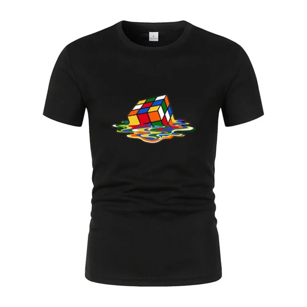Summer New Fashionable And Interesting Rubik'S Printed Men'S Short-Sleeved T-Shirt Harajuku Street Casual Unisex Sports Top