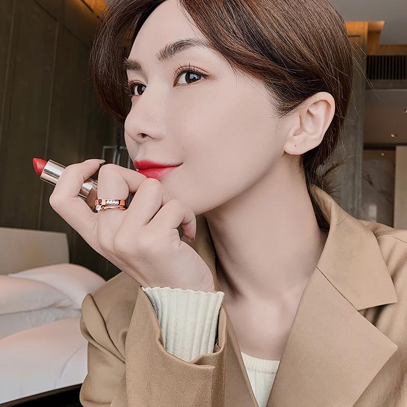 Eleganter Titanstahl Doppelreihen Zirkonring für Damen - Nicht verstellbar, Luxuriöses Mode-Accessoire