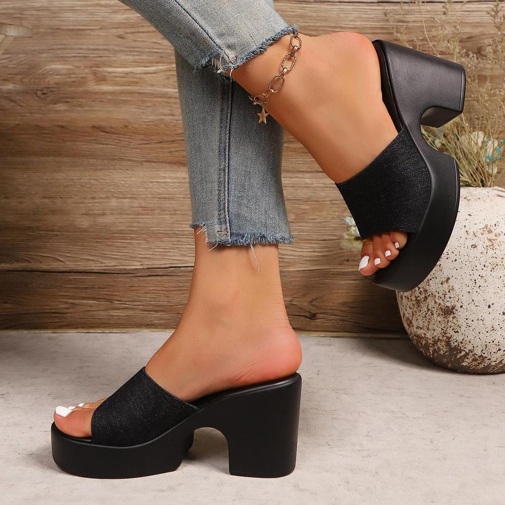 Damen Übergröße Plateau-Sandalen aus Denim – Sommer 2025 Kollektion, Größe 43