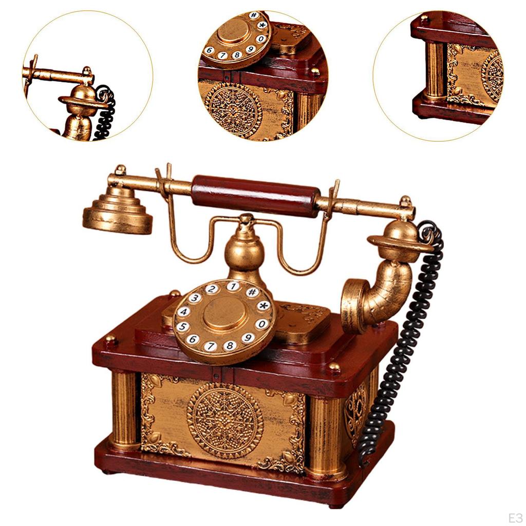 Classic Corded Desk Phone Model, Telephone Indoor Resin Old Fashioned Traditional