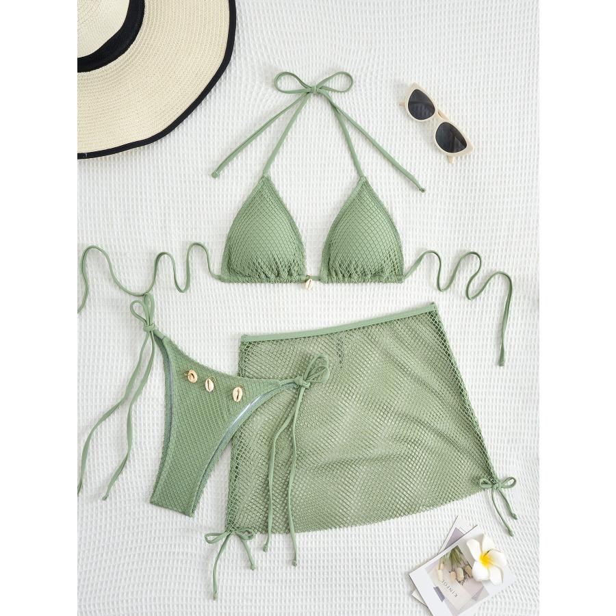 Women's Three Piece Split Bikini Swimsuit Set