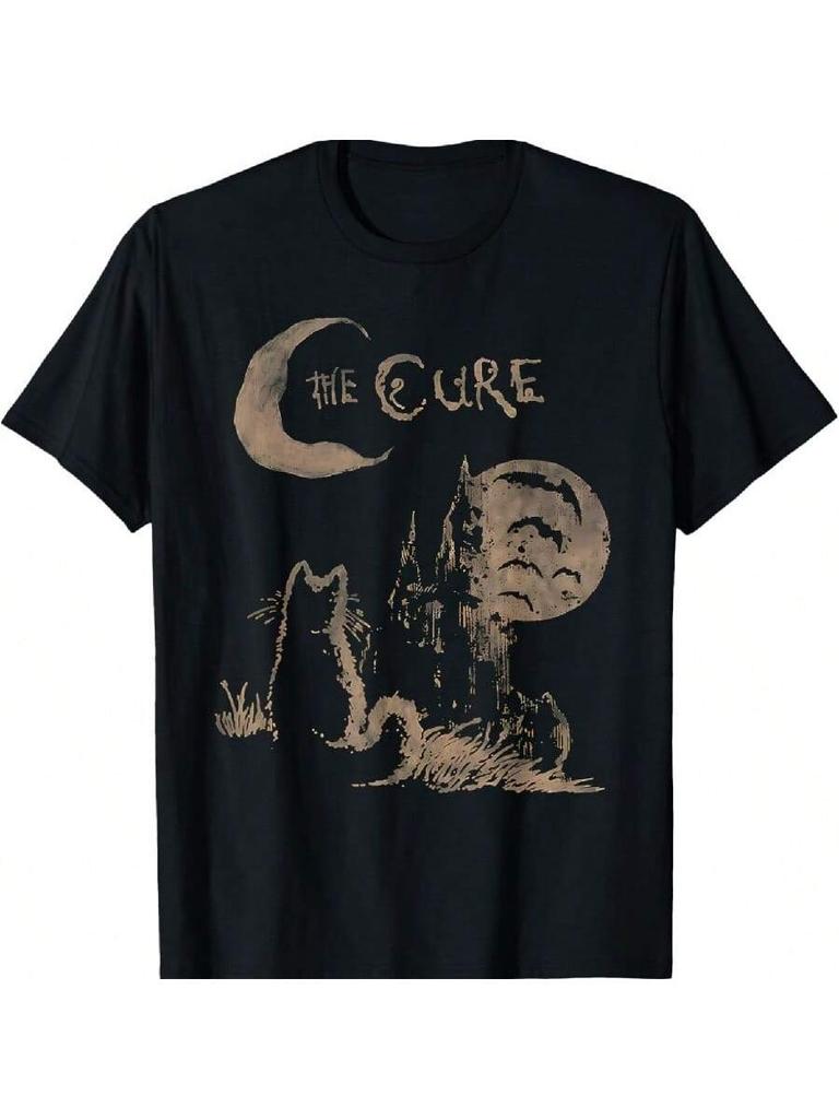 The Cure Vintage Cat Moon Funny The Cure Cat Lover Women Men T-Shirt