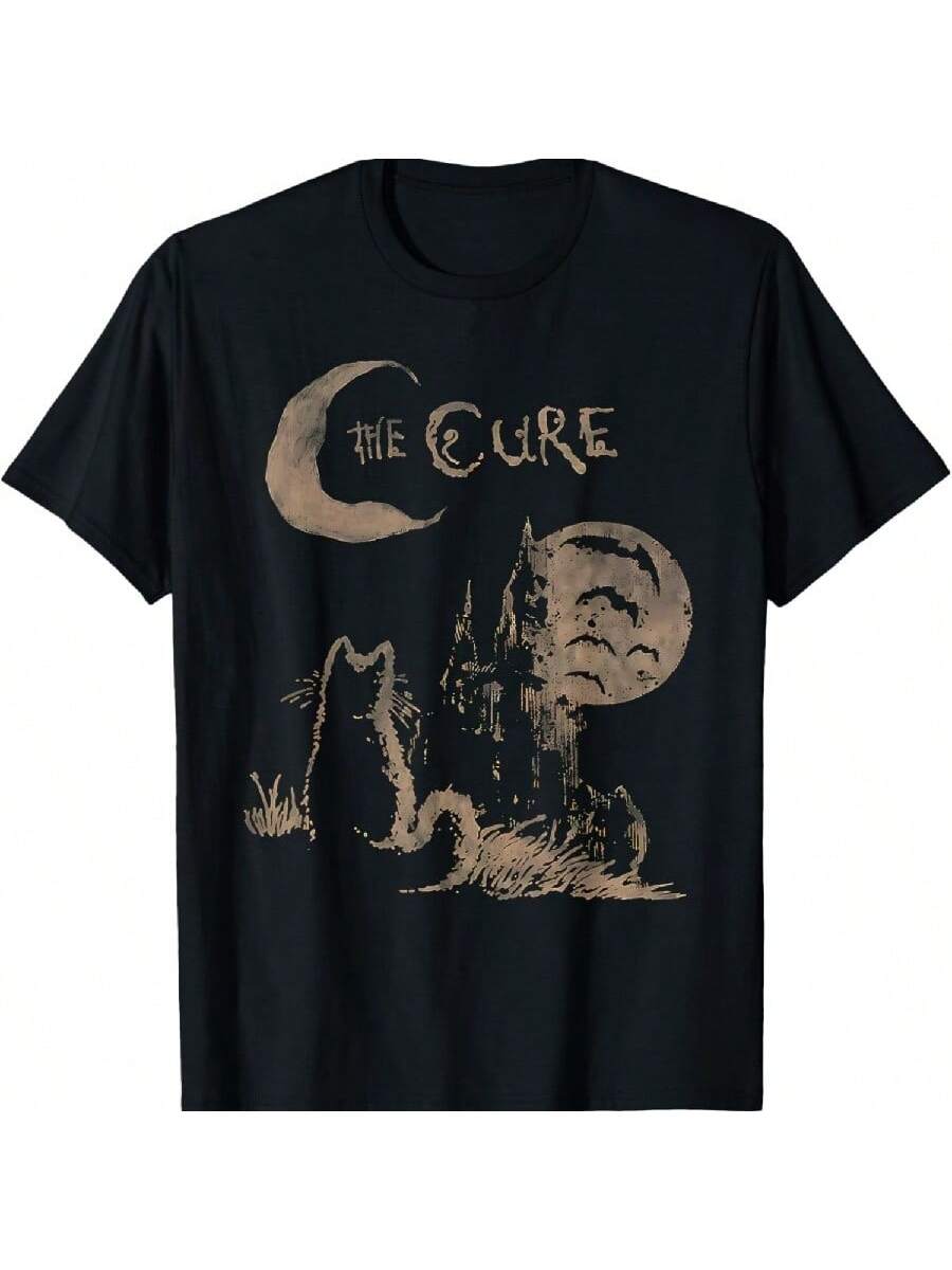 

The Cure Вінтажний Кіт Місяць Смішний The Cure Любитель Котів Жіноча Чоловіча Футболка M