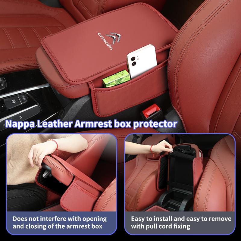 Car Armrest Box Pad Center Console Protective Cover With Storage Pocket For Citroen C4 C3 C5 C1 C2 Berlingo Celysee Cactus