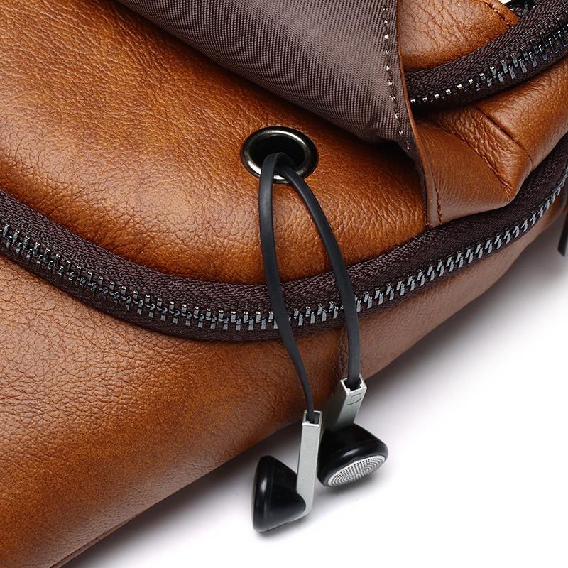 Men's Genuine Leather Single-shoulder Crossbody Bag, Genuine Leather Retro Front Shoulder Bag