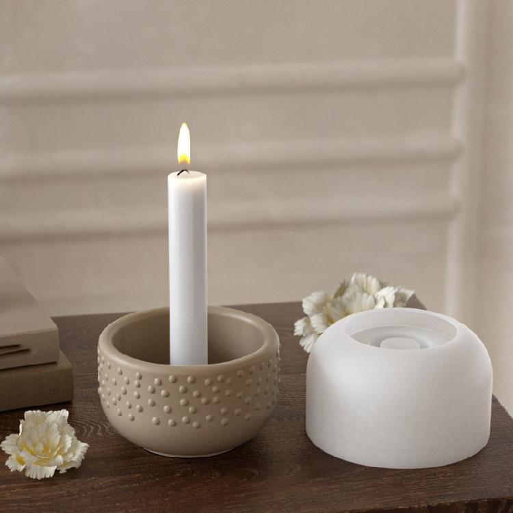 Geometric Dot Silicone Candle Stand Mold For Handmade Resin Candle Trays Jewelry Dishes And Party Decors