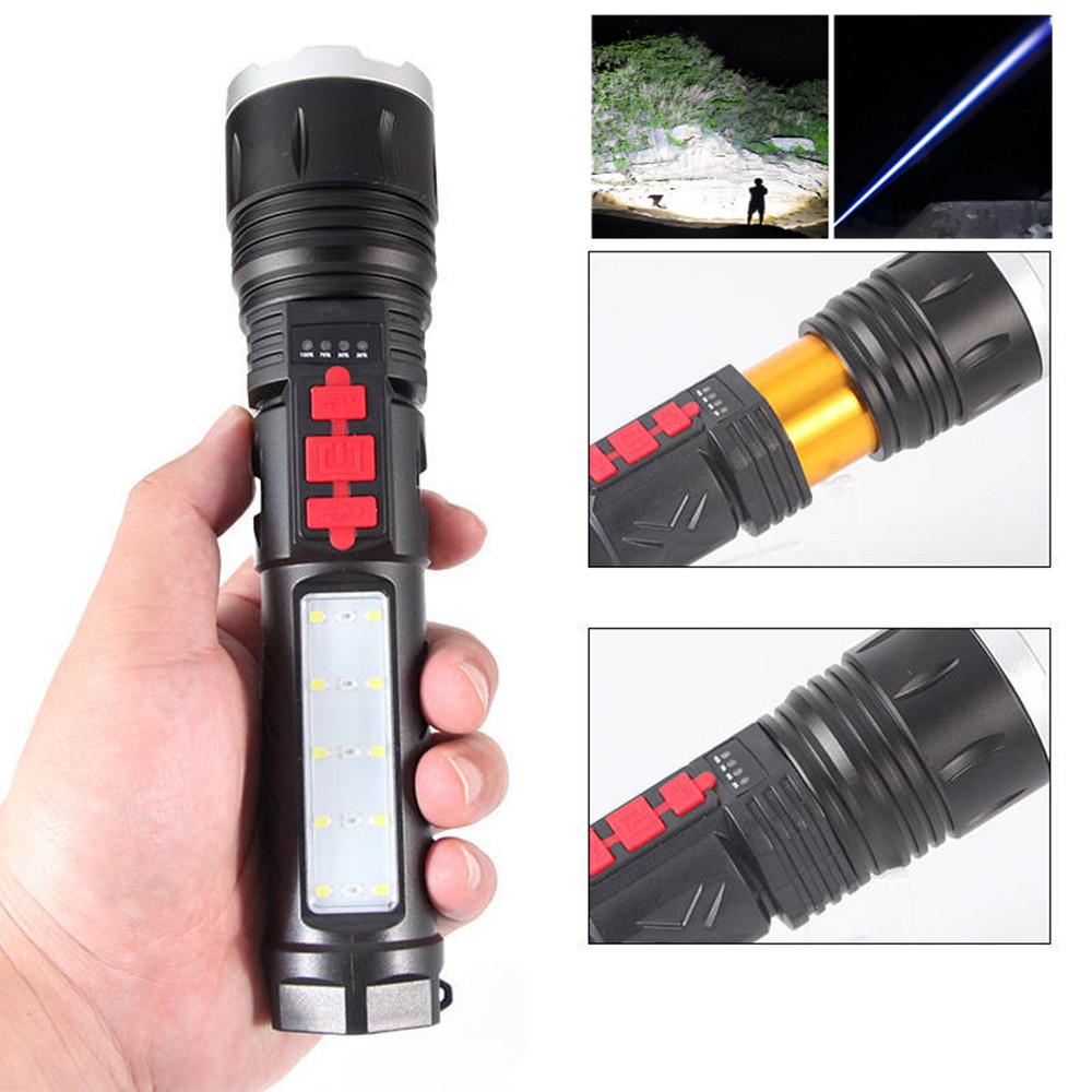 Flashlight With Buzzer Alarm Side LED Red SOS Light Handheld Flashlight ABS Plastic Aluminium Alloy Emergency Hiking Torch