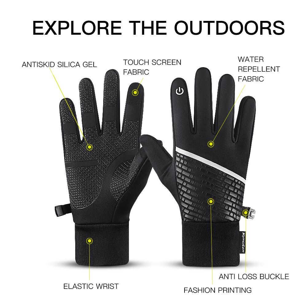 Guantes de invierno cálidos con pantalla táctil, guantes de bicicleta de dedos completos, impermeables, antideslizantes, transpirables, guantes deportivos para motocicleta